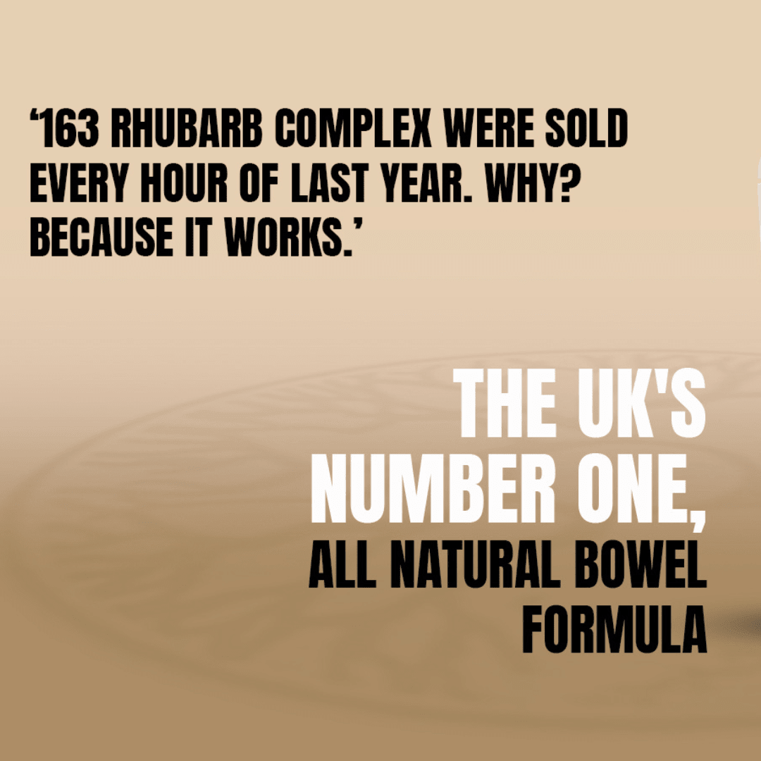 163 Rhubarb Complex was sold every hour last year. Why? Because it works The UK's number one, all-natural bowel formula. Over 6000 ⭐⭐⭐⭐⭐ Review - Twenty First Century Herbs